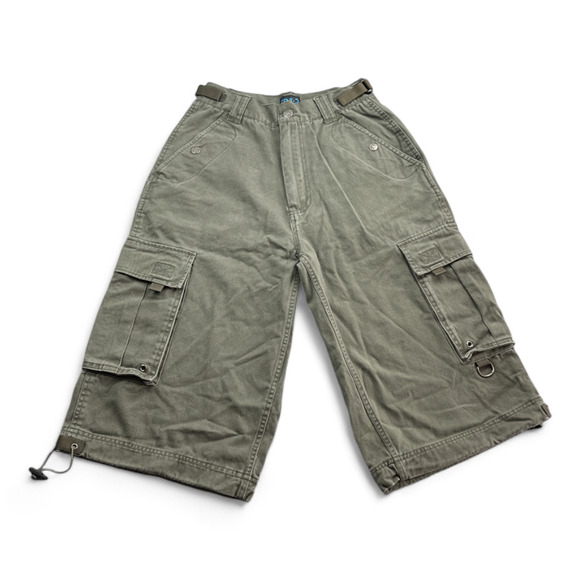 Vintage MT:2 Cargo Shorts Mens 27 Green Military Raver Baggy Parachute 90s - Picture 1 of 10